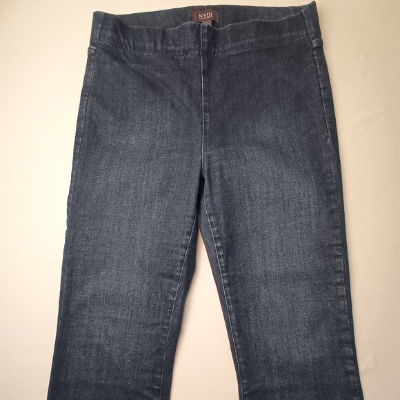 NYDJ Pull-On Jeans Size L High Rise Boot Cut Dark Wash - Picture 2 of 9